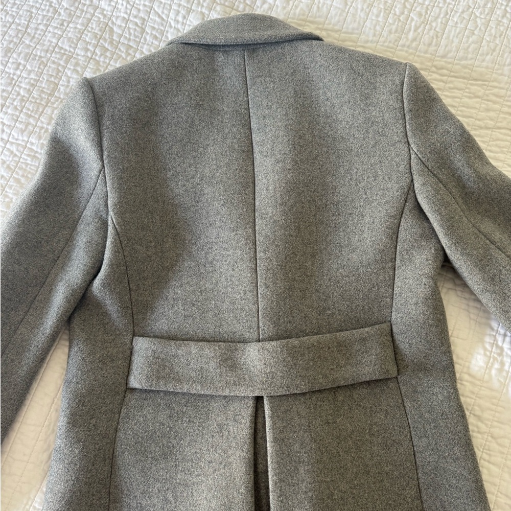 Zara Gray Trench Coat Wool Blend - Picture 5 of 7